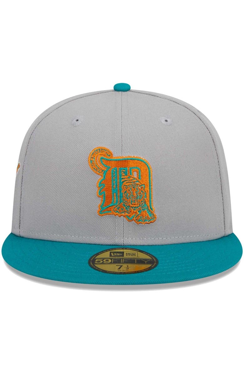 New Era Men's New Era Gray/Teal Detroit Tigers 59FIFTY Fitted Hat, Alternate, color,