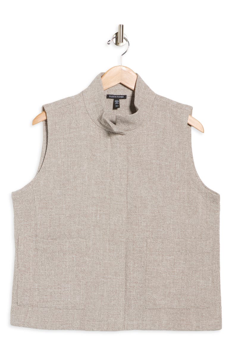 Eileen Fisher Stand Collar Stretch Organic Cotton Vest, Alternate, color, Dove
