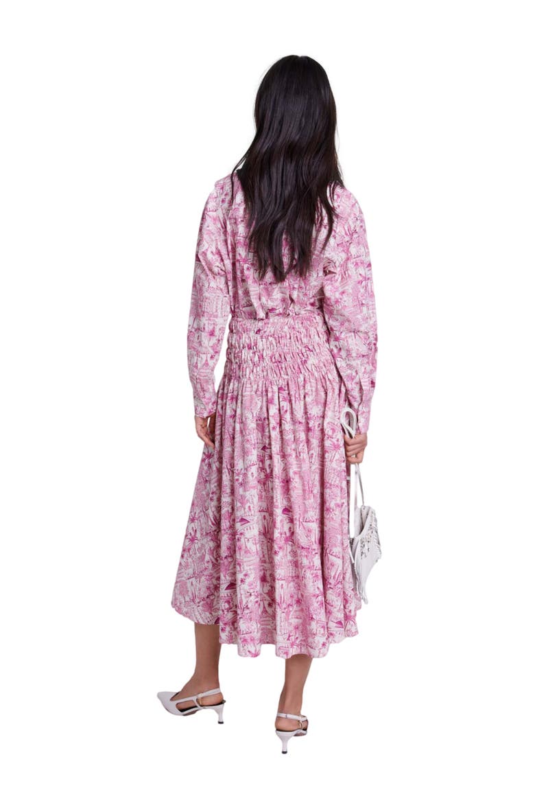 Elasticated smocked-waist skirt, Alternate, color, Paris pink print