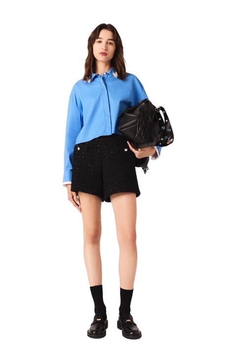 Rhinestone tweed shorts