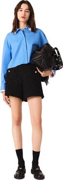 maje Rhinestone tweed shorts