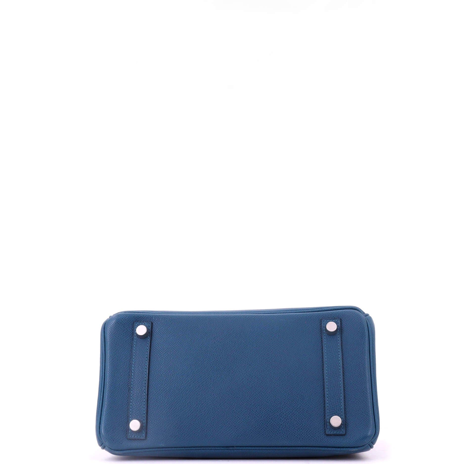 Pre-Owned Hermes Birkin Handbag Blue Epsom with Palladium Hardware 25, Alternate, color, Colvert