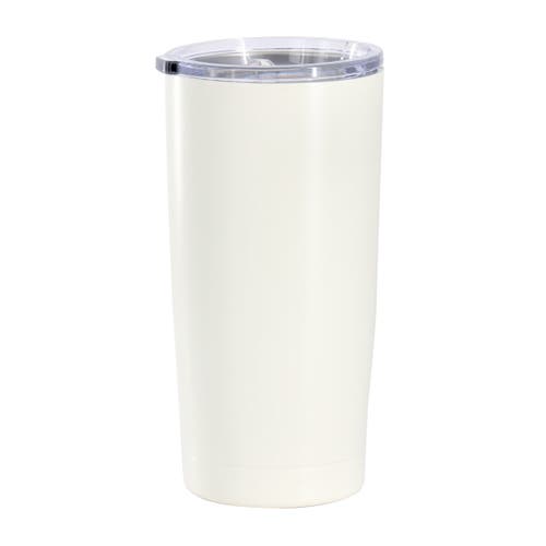 Gibson Home Marina 18oz Stainless Steel Thermal Tumbler With Acrylic Lid In White