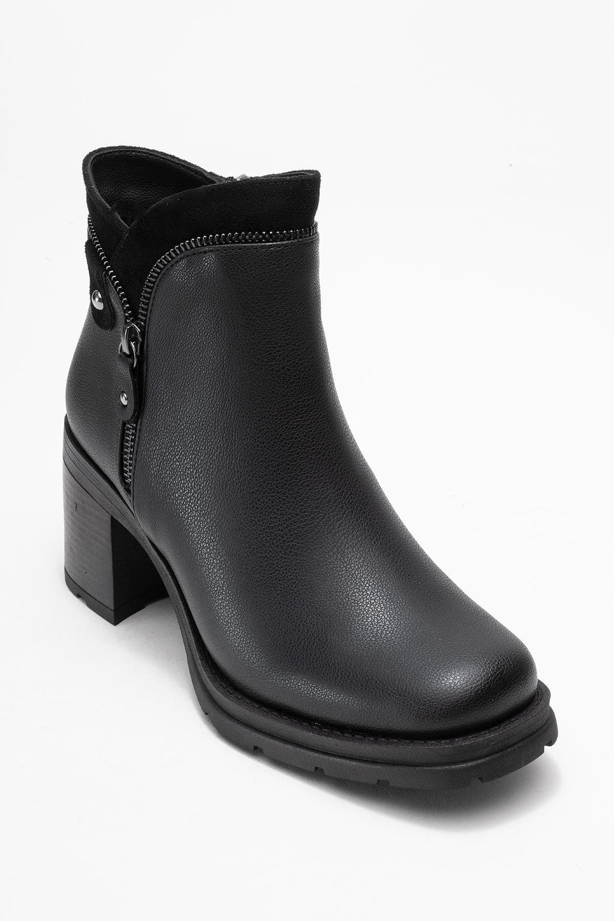 Parly Zip-Block Heel Boot, Main, color, Black Faux Leather