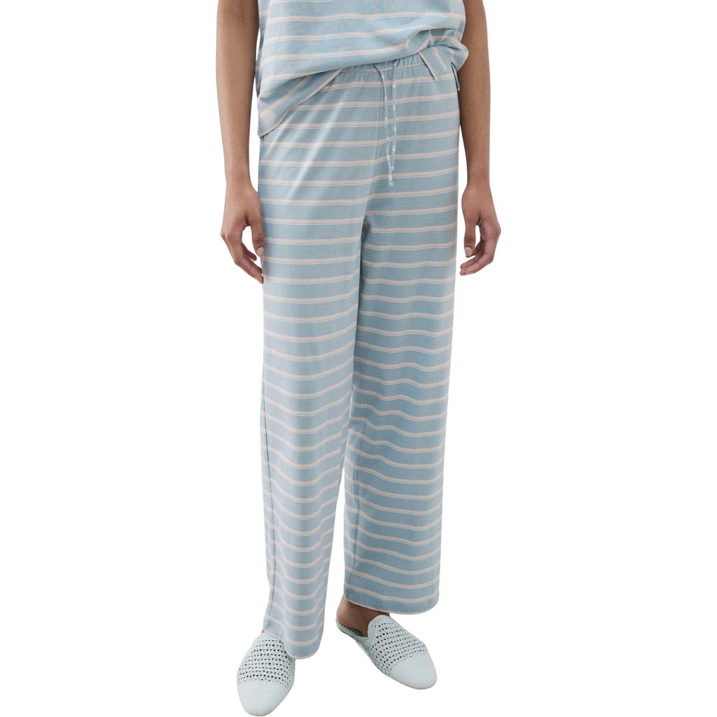 Mango Stripe Cotton Pajama Pants In Blue