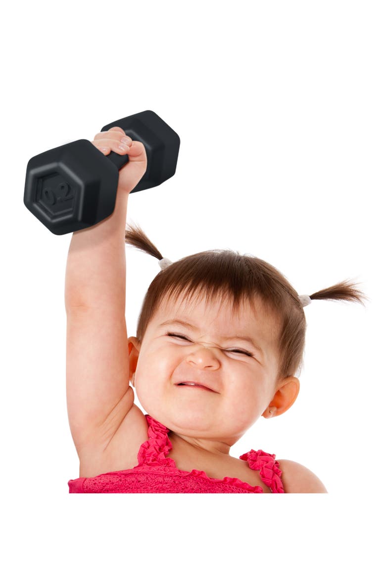 Buff Baby Barbell Rattle, Alternate, color, BLACK