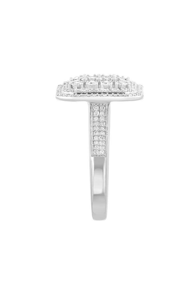 Sterling Silver Pavé Diamond Double Halo Ring, Alternate, color, WHITE