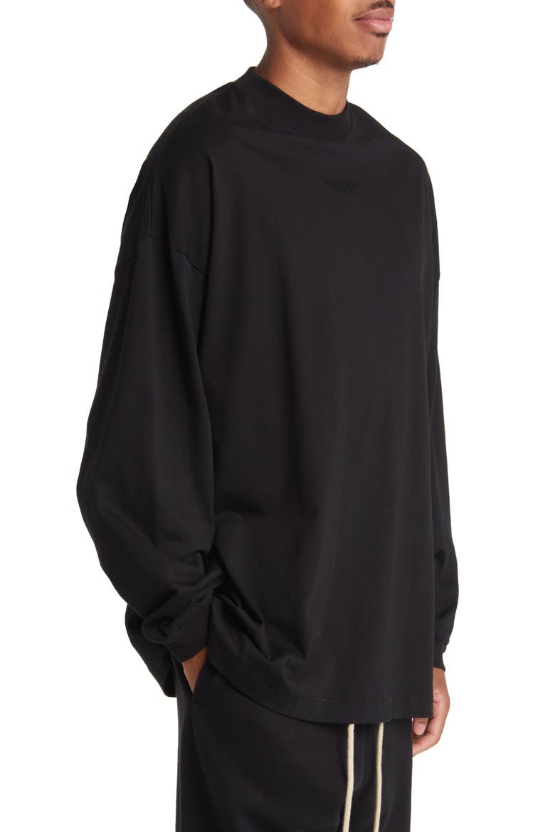 Essentials Long Sleeve Cotton T-Shirt, Alternate, color, JET BLACK