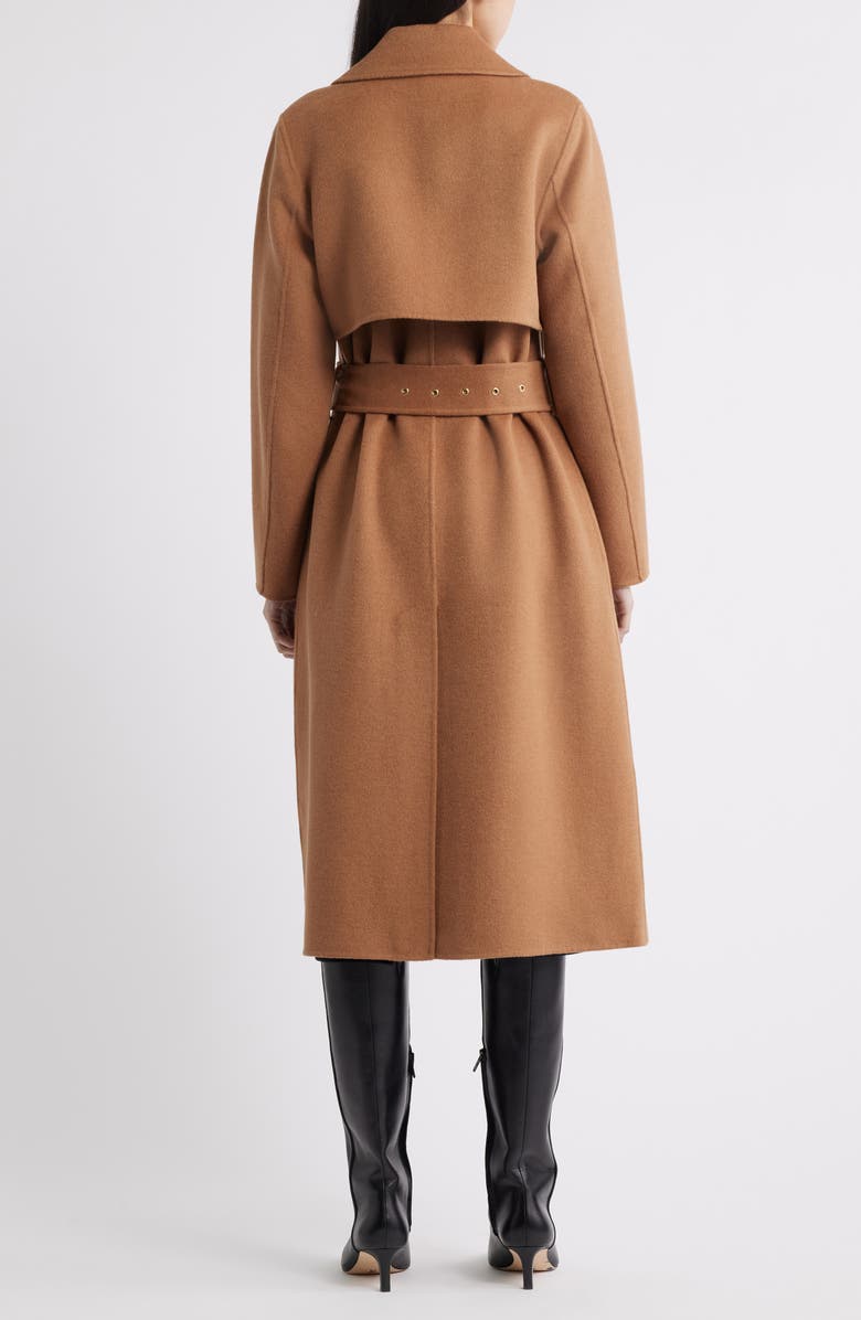 BCBGMAXAZRIA Houndstooth Double Face Belted Coat, Alternate, color, Camel