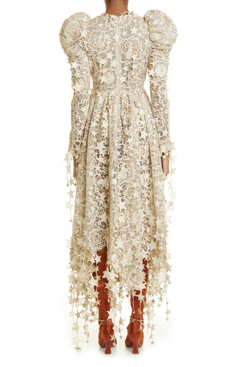 Zimmermann Celestial Zodiac Long Sleeve Lace Midi Dress, Alternate, color,
