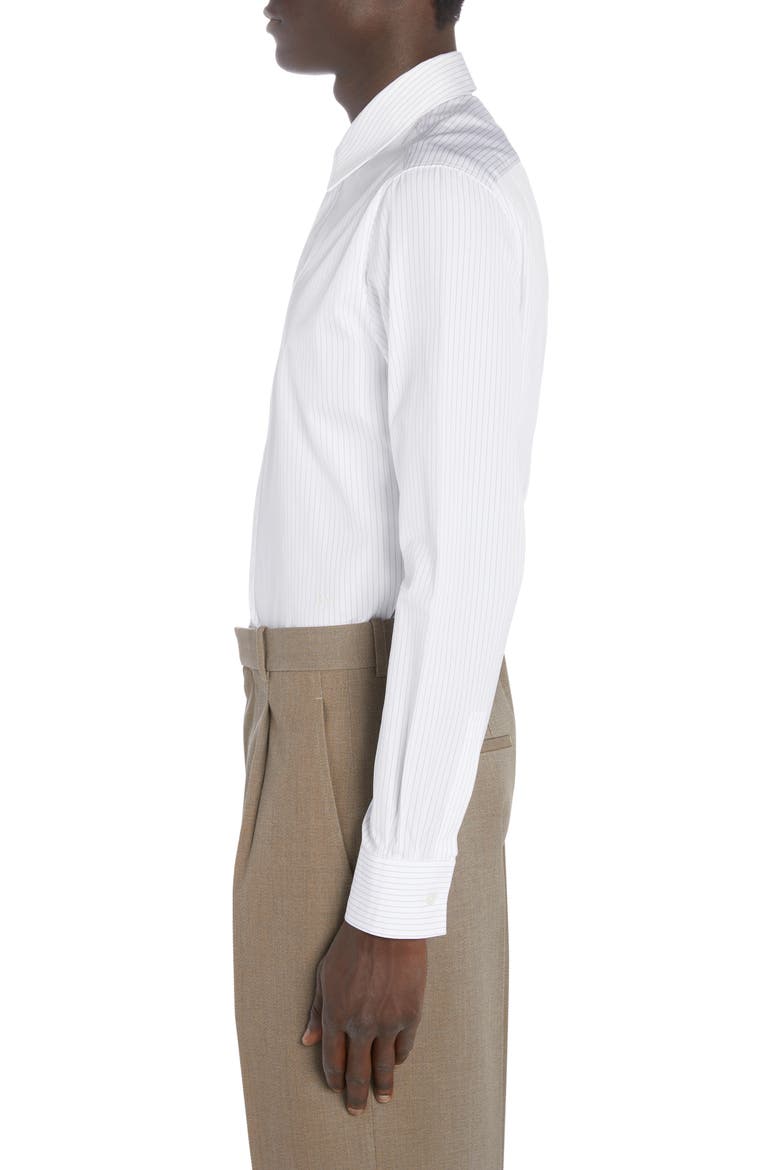 Narrow Pinstripe Button-Up Oxford Shirt, Alternate, color, WHITE/ GREY
