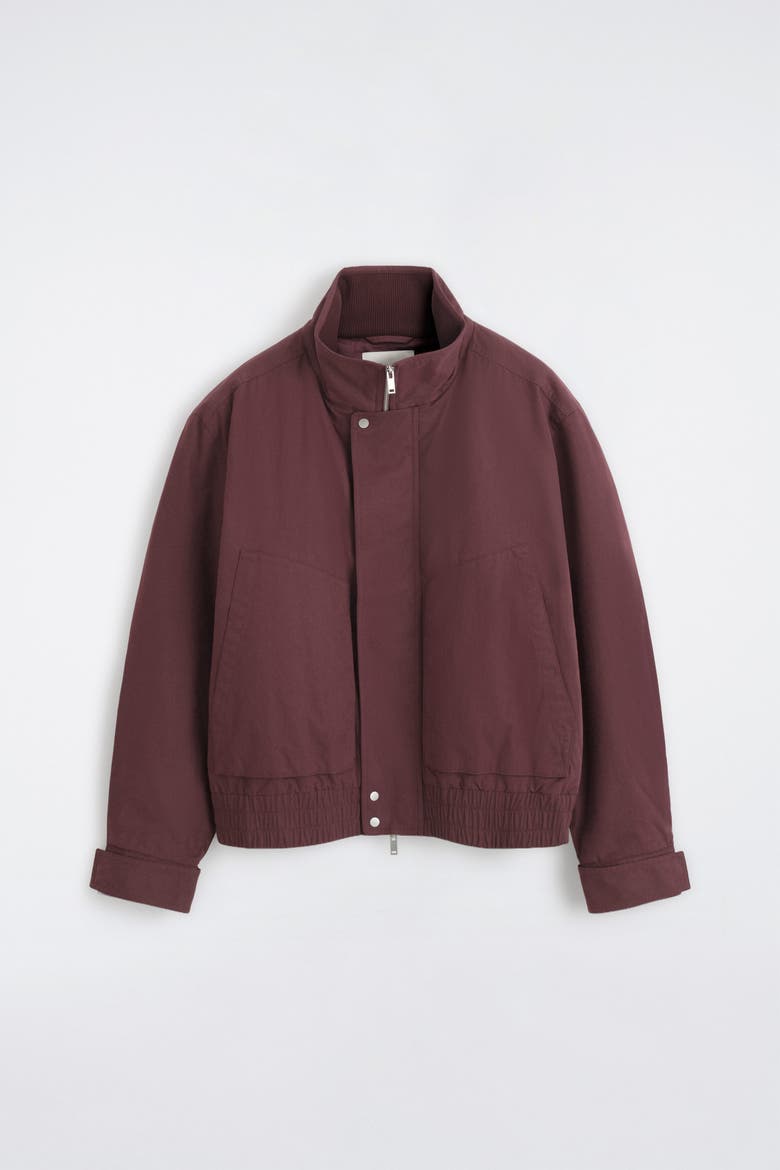 Padded Mock-Neck Bomber Jacket, Alternate, color, BURGUNDY