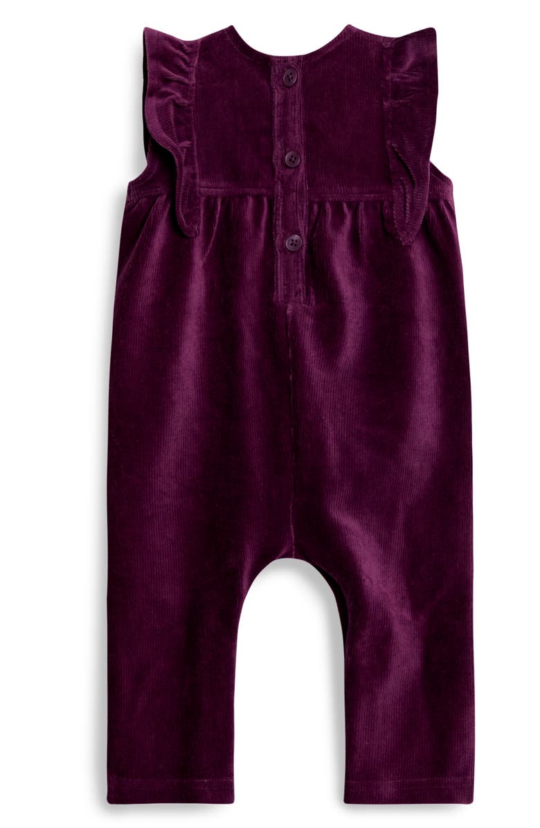 JOJO MAMAN BEBE Butterfly Cotton T-Shirt & Velour Overalls Set, Alternate, color, Plum