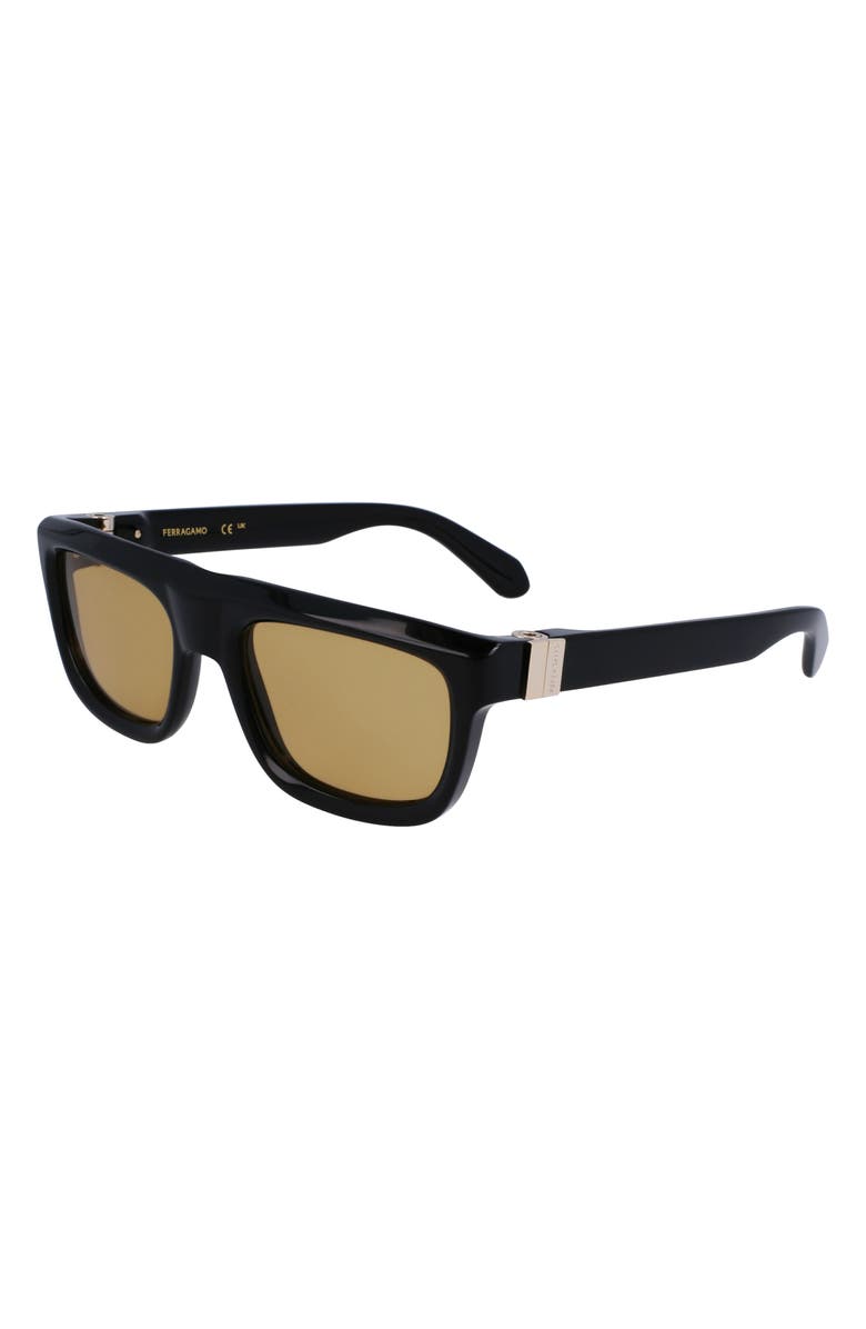 FERRAGAMO Prisma 56mm Square Sunglasses, Alternate, color, Black/Gold