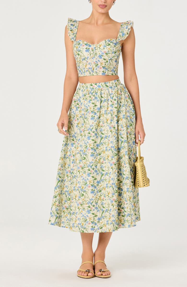 ASTR the Label Wylda Floral Print Maxi Skirt, Alternate, color, Blue Green Multi Floral