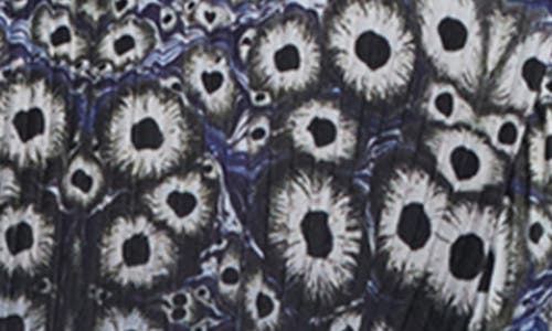 Desigual Ombré Cell Print Rib Button-up Shirt In Navy Blue