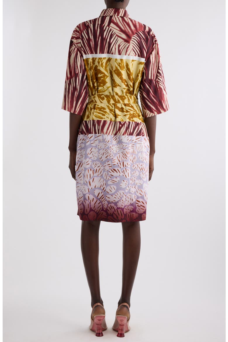 Doralia Mixed Print Belted Shirtdress, Alternate, color, BURGUNDY
