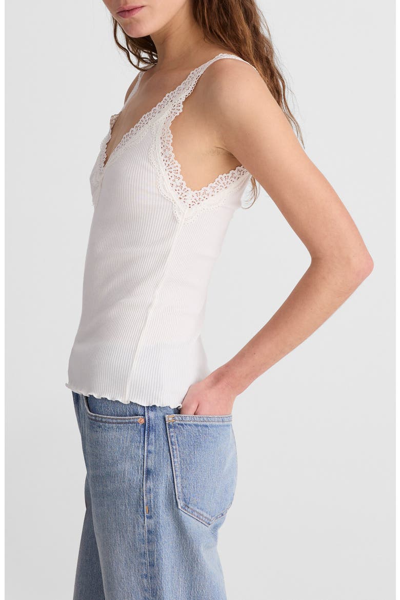 V-Neck Lace Cotton Blend Tank, Alternate, color, WINTER WHITE