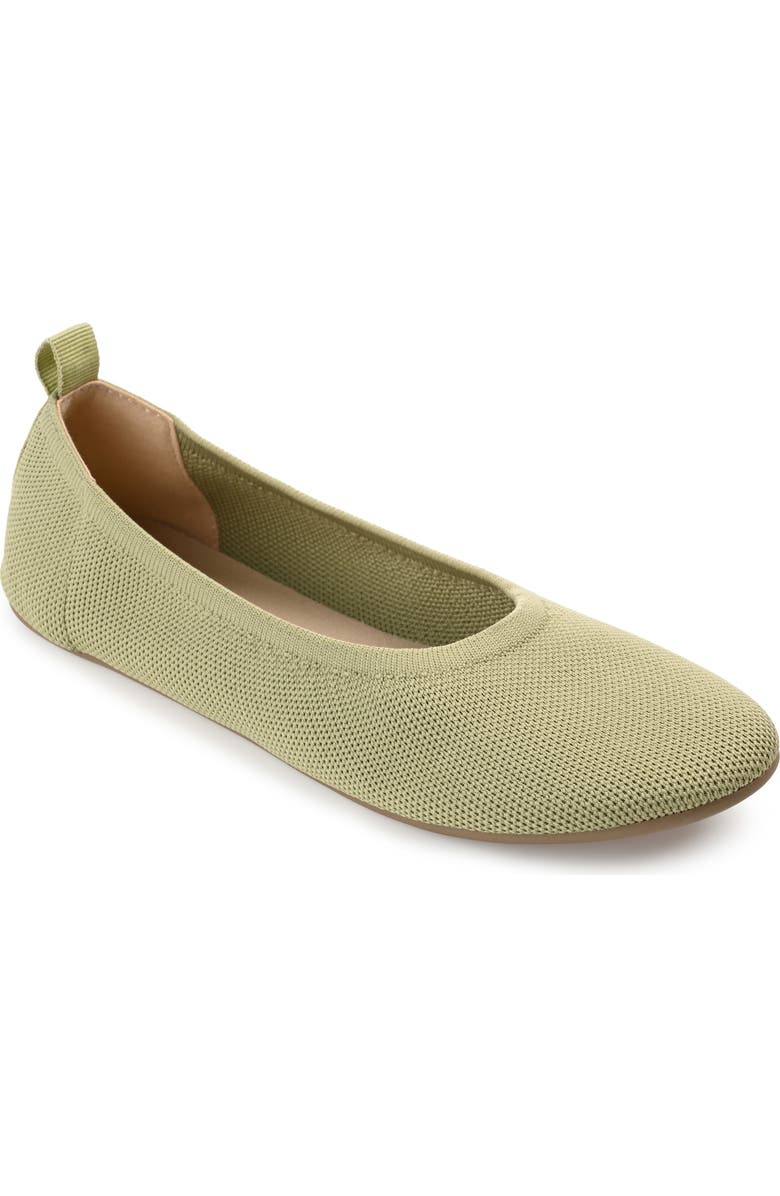 Journee Collection Jersie Knit Ballet Flat, Main, color, Olive