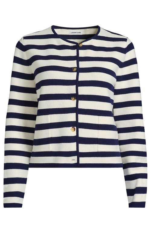Lands' End Fine Gauge Cotton Milano Blazer Sweater In Multi