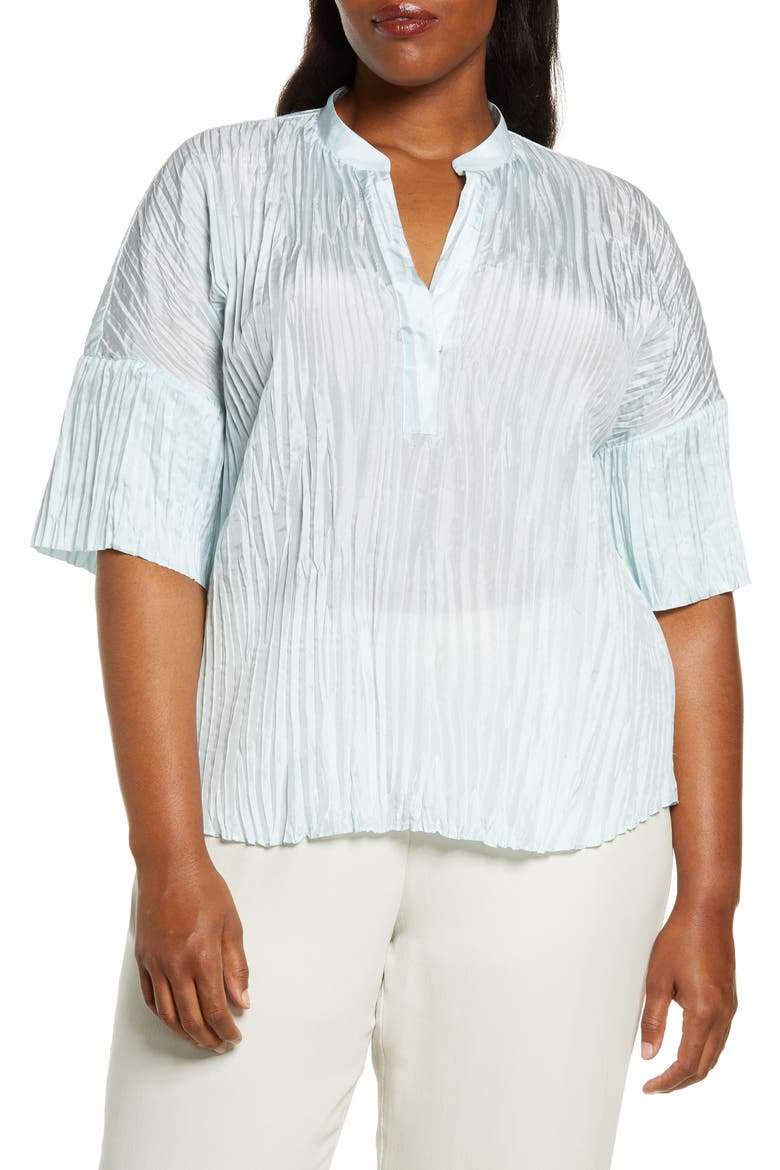 Crushed Silk Short Sleeve Top, Main, color, SKY