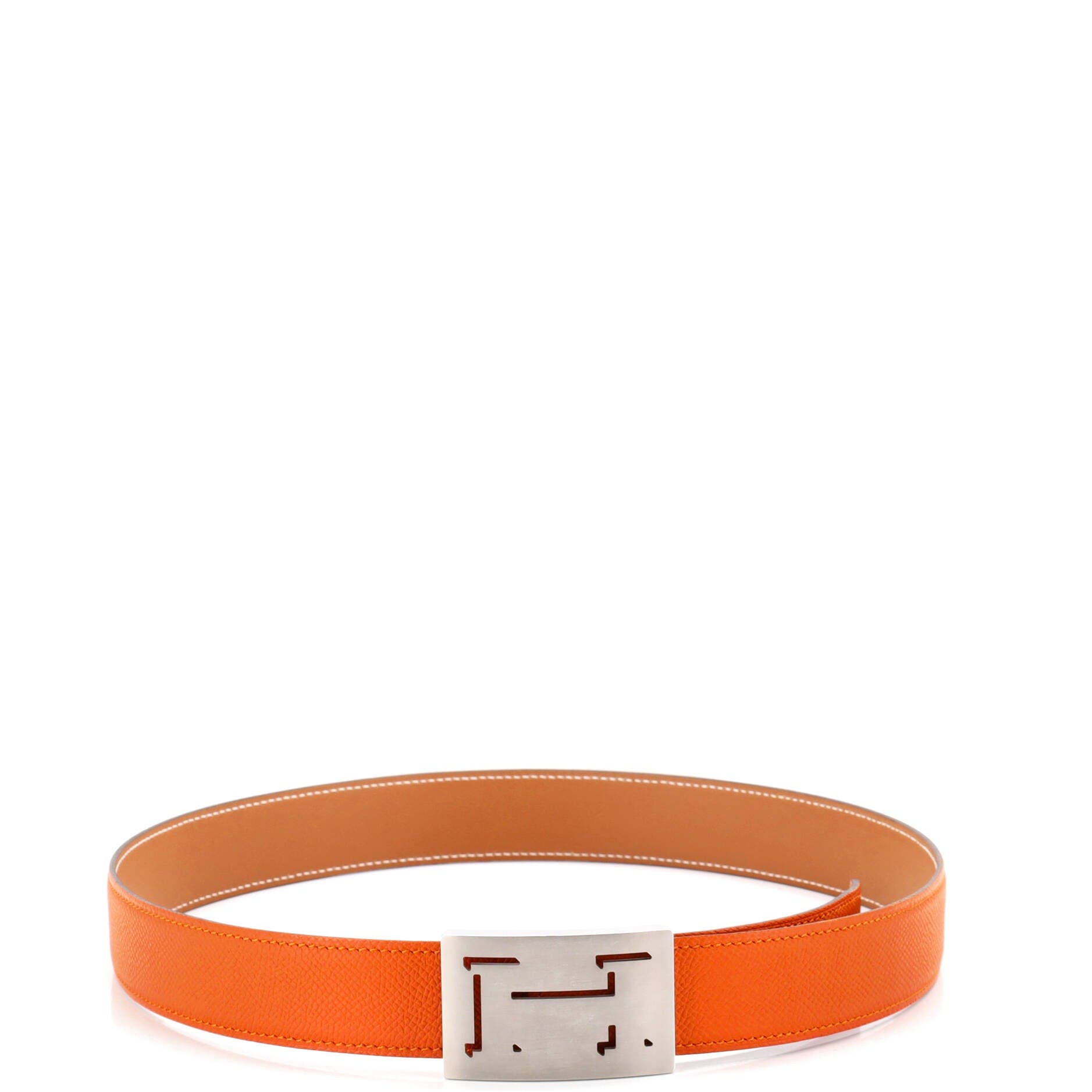 Pre-Owned Hermes Lucky H Belt Leather Medium, Alternate, color, Orange