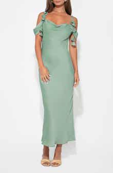 nia carmella off shoulder midi dress NIA Carmella Off-Shoulder Midi Dress
