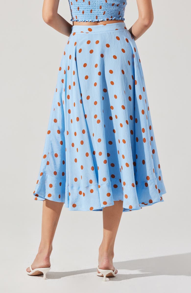 ASTR the Label Janie Polka Dot Midi Skirt, Alternate, color, Blue Rust Polkadot