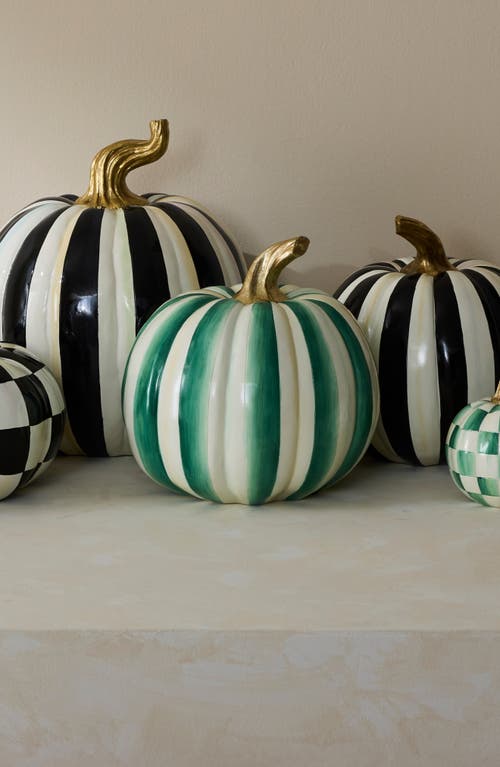 Mackenzie-childs Mackenzie Childs Emerald Stripe Medium Pumpkin In Green