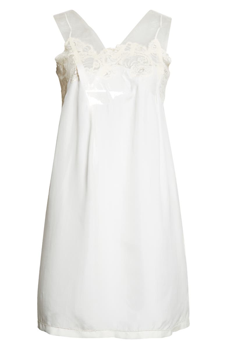 Maison Margiela Lace Trim Silk Slipdress, Main, color, Ivory