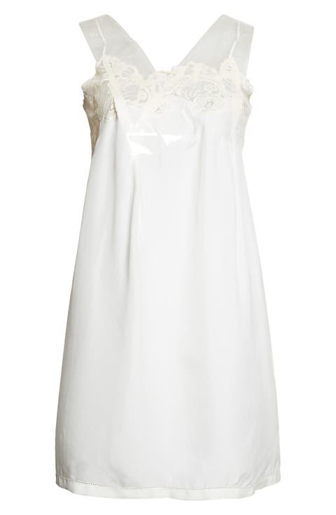 Lace Trim Silk Slipdress
