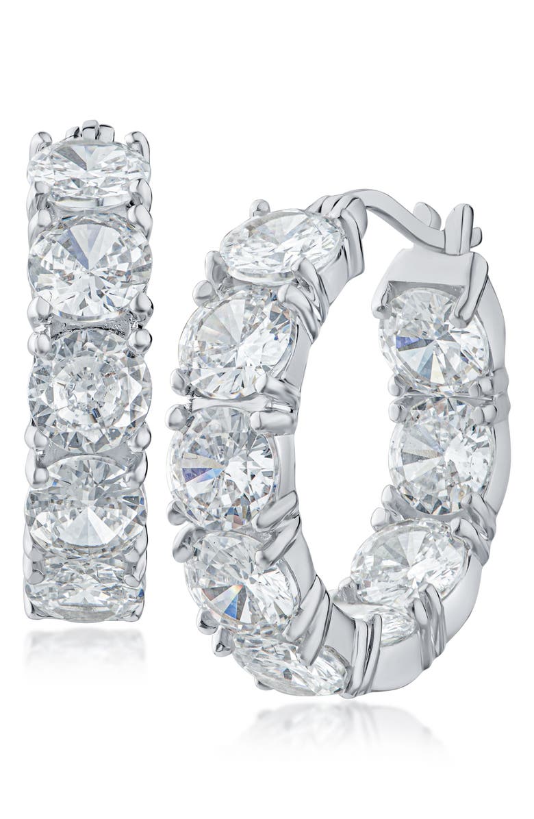 CZ by Kenneth Jay Lane Cubic Zirconia Inside Out Hoop Earrings, Main, color, 
