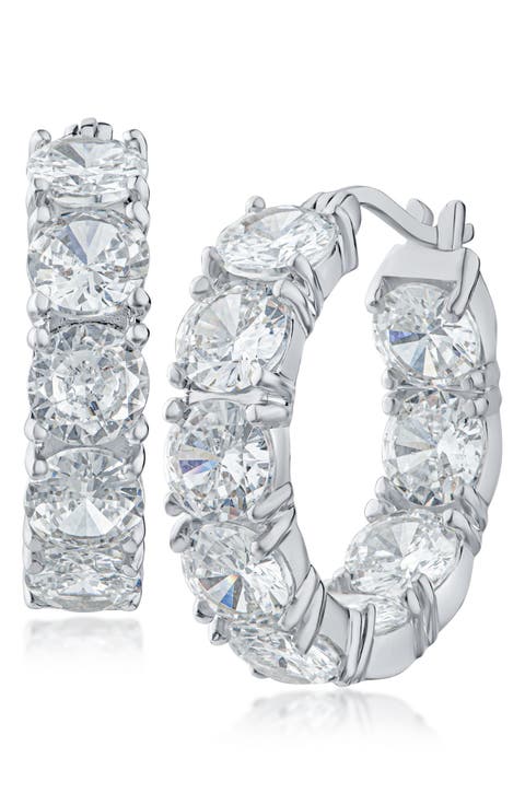 Cubic Zirconia Inside Out Hoop Earrings