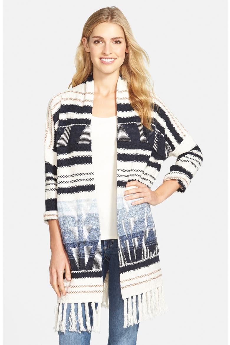 Fringe Open Front Cardigan, Main, color, MULTI