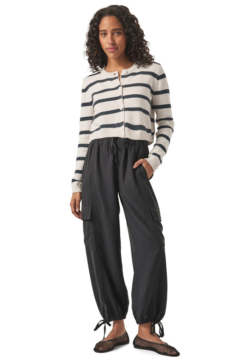 Rowena Stripe Crop Cardigan, Alternate, color, MOONSTONE/ LEAD