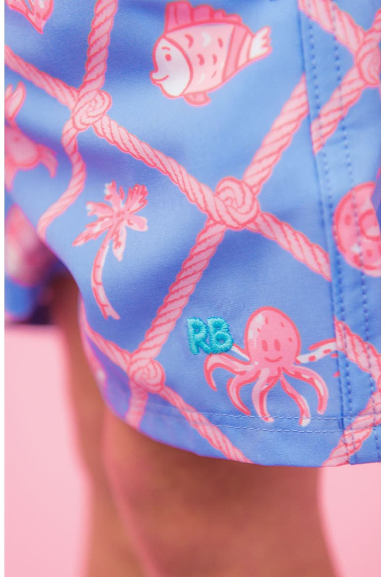Kids' Tropical Trellis UPF 50+ Swim Trunks, Alternate, color, BLUE