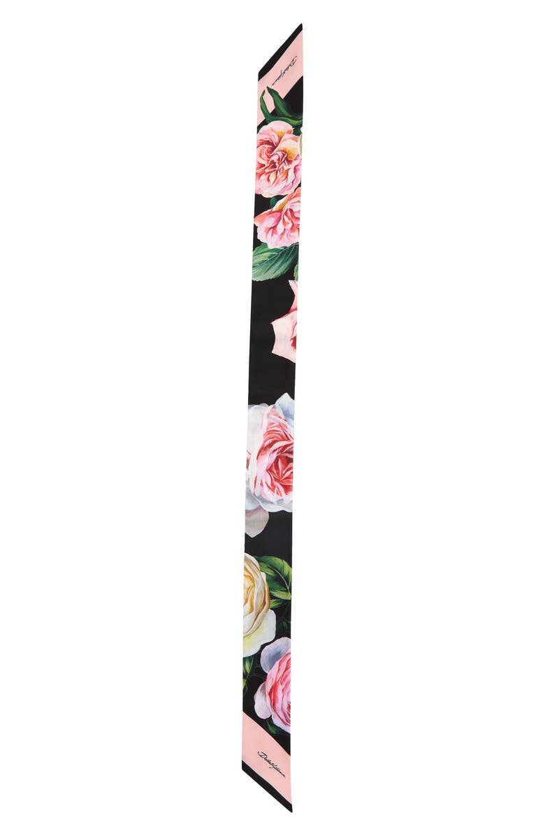 Dolce&Gabbana Floral Skinny Silk Scarf, Alternate, color, 