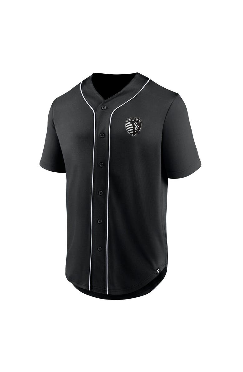 FANATICS Men's Fanatics Branded Black Sporting Kansas City Third Period Fashion Baseball Button-Up Jersey, Alternate, color, Black