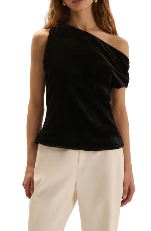 The Side Note One Shoulder Velvet Top