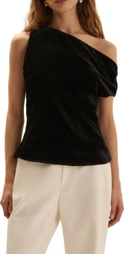 Favorite Daughter The Side Note One Shoulder Velvet Top