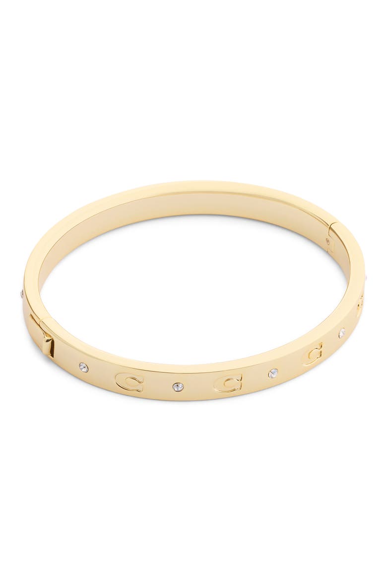 Signature C Hinged Bangle, Alternate, color, GOLD