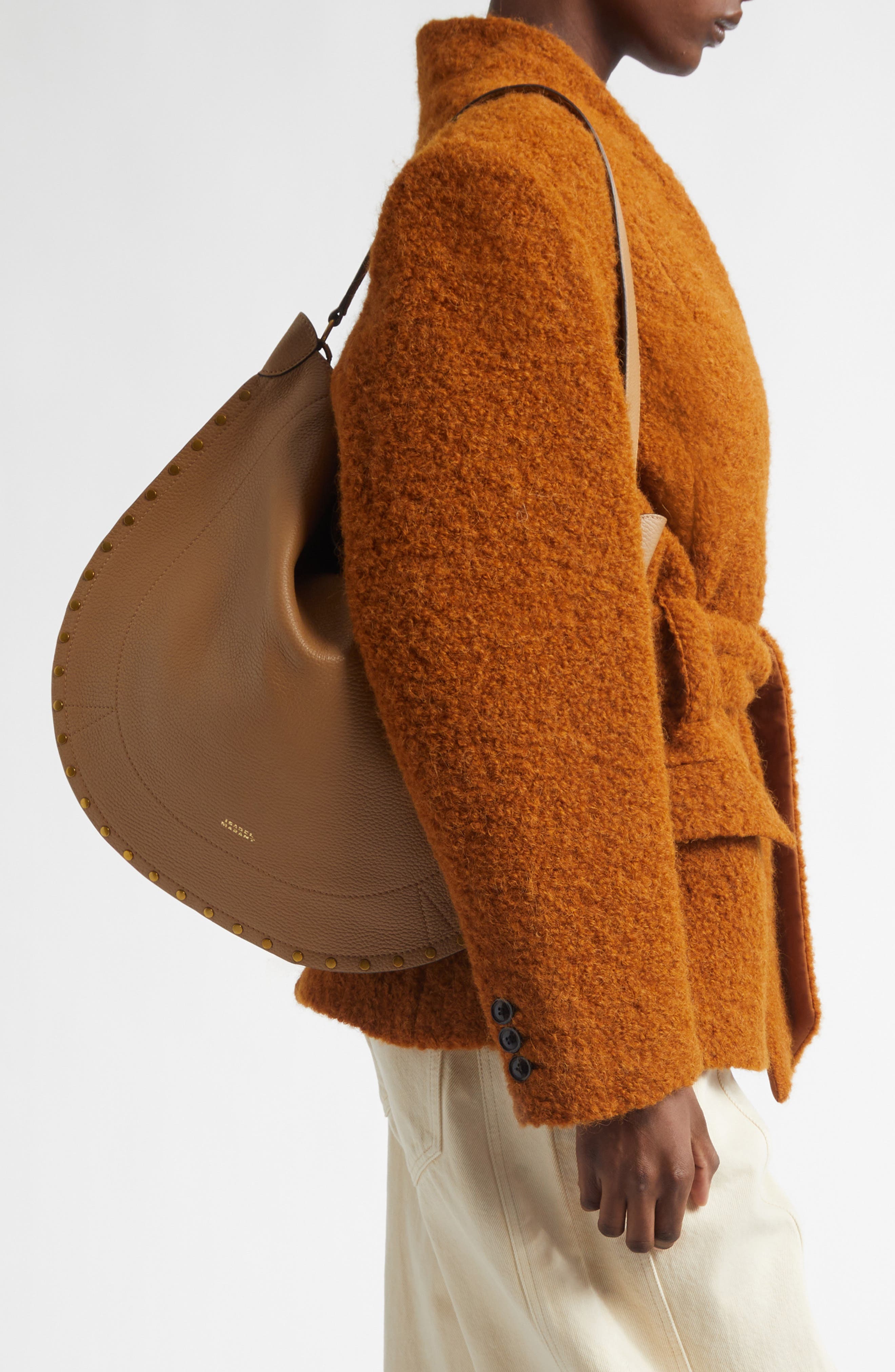 Isabel Marant Oskan Soft Leather Hobo Bag, Alternate, color, Cappuccino
