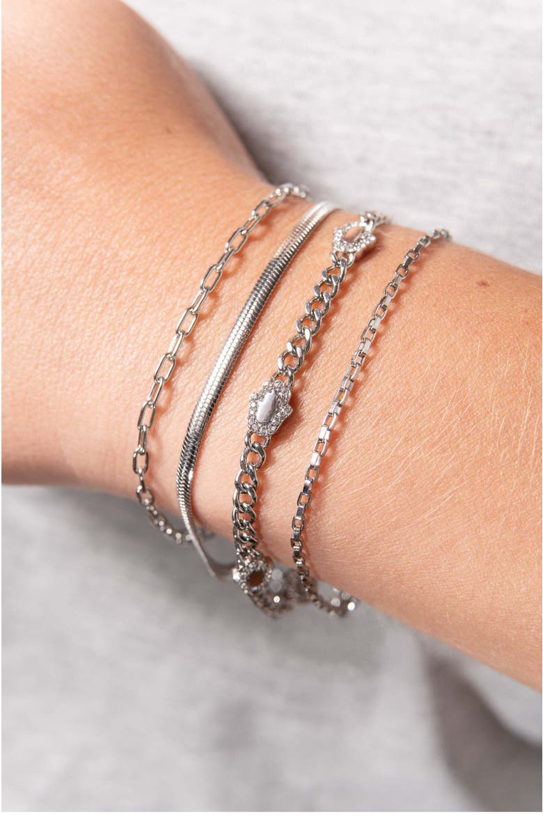 Alex and Ani Hamsa Curb Chain Bracelet, Alternate, color, Silver