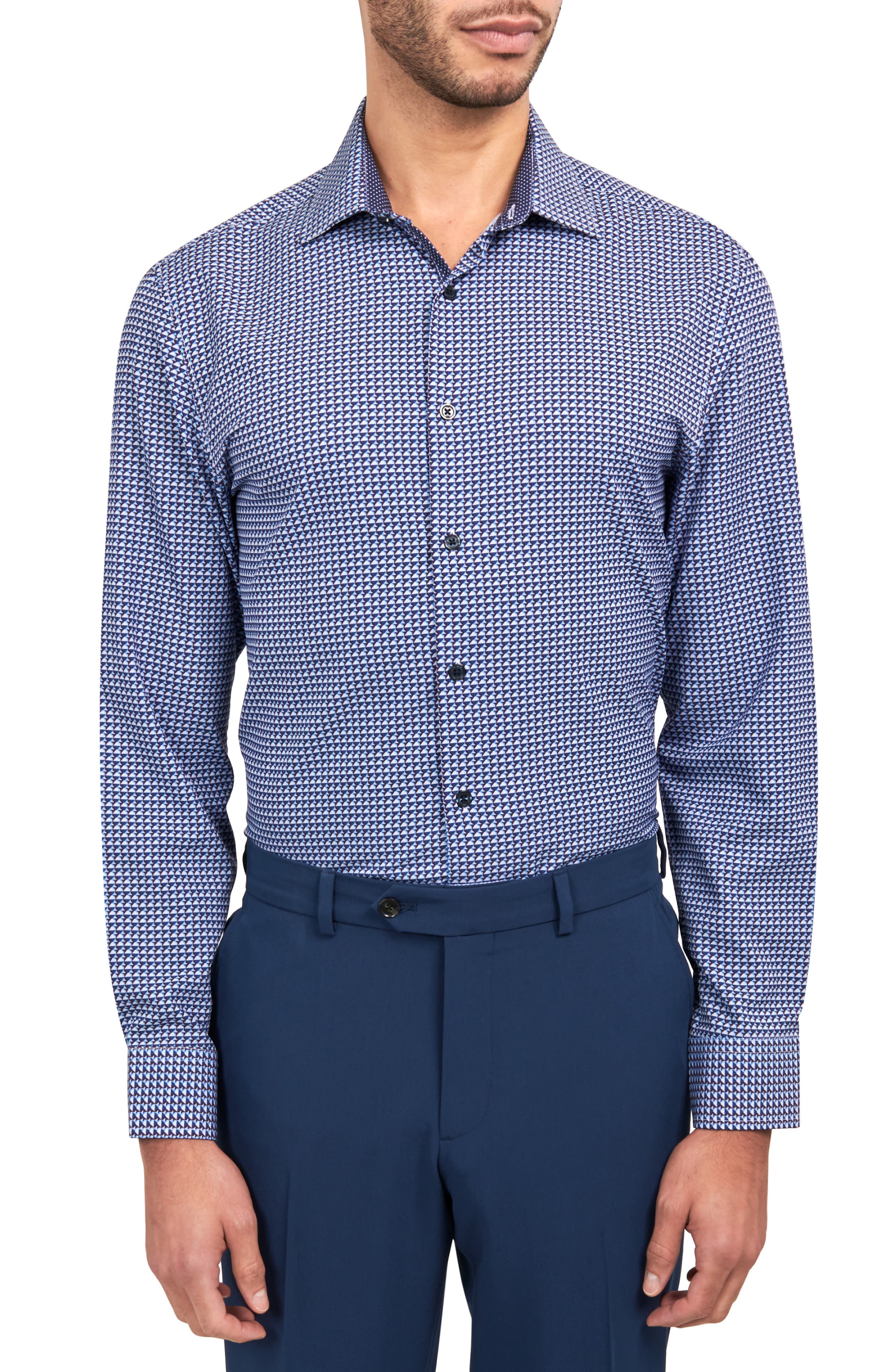 W.R.K Trim Fit Performance Geo Dress Shirt
