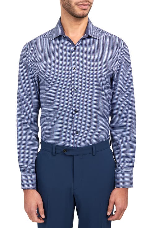 Trim Fit Performance Geo Dress Shirt