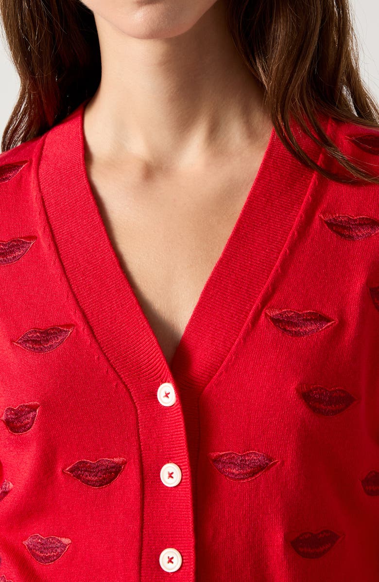 LK Bennett Tallis Lips Cardigan, Alternate, color, 