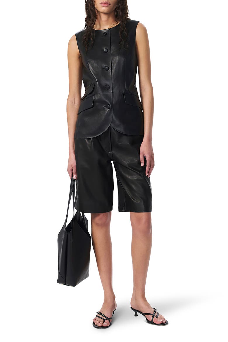 Slade Leather Vest, Alternate, color, BLACK