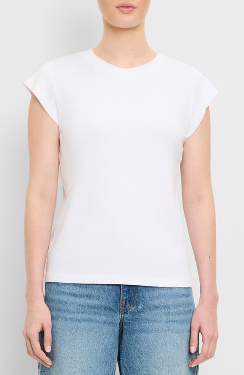 Rhea Power Shoulder Stretch Cotton Blend T-Shirt