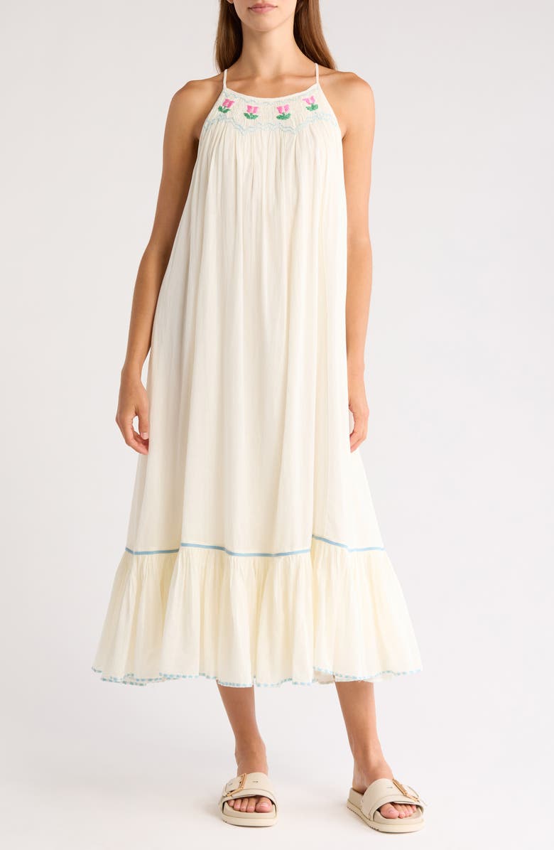 Free People Tip Toeing Tulip Midi Sundress, Alternate, color, Whisper White