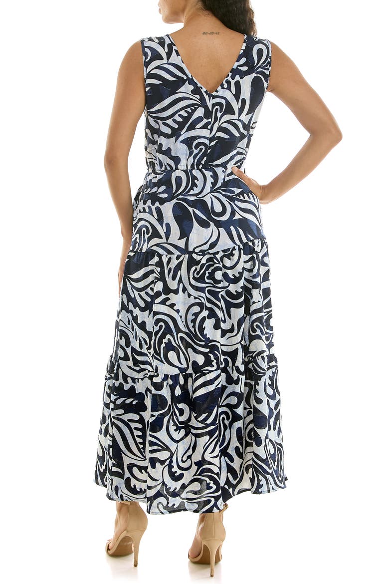Sleeveless Tiered Maxi Dress, Alternate, color, NAVY MULTI